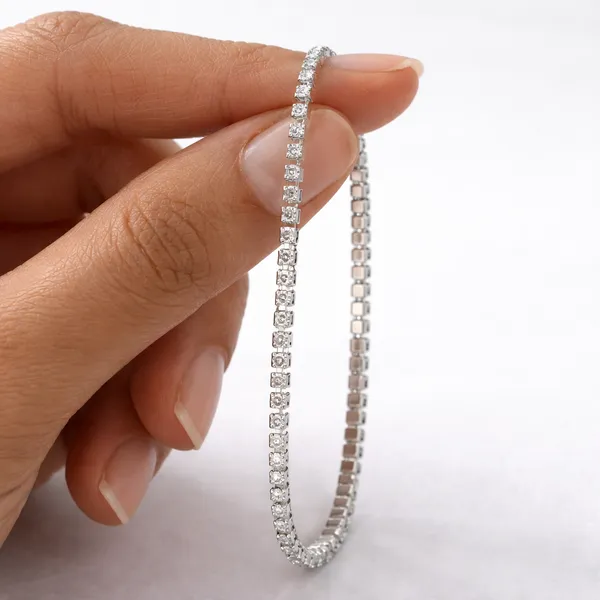 White_Brass_Diamond_Cz_Adjustable_Tennis_Bracelet_For_Women